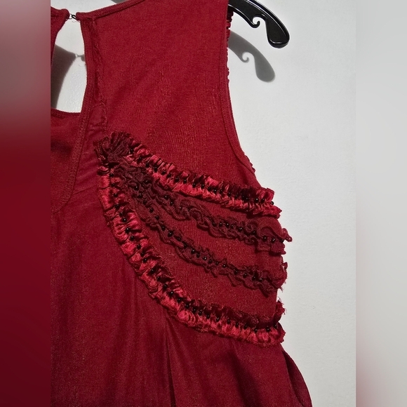 Free People Womens Red Beaded Dress Small - Picture 3 of 11